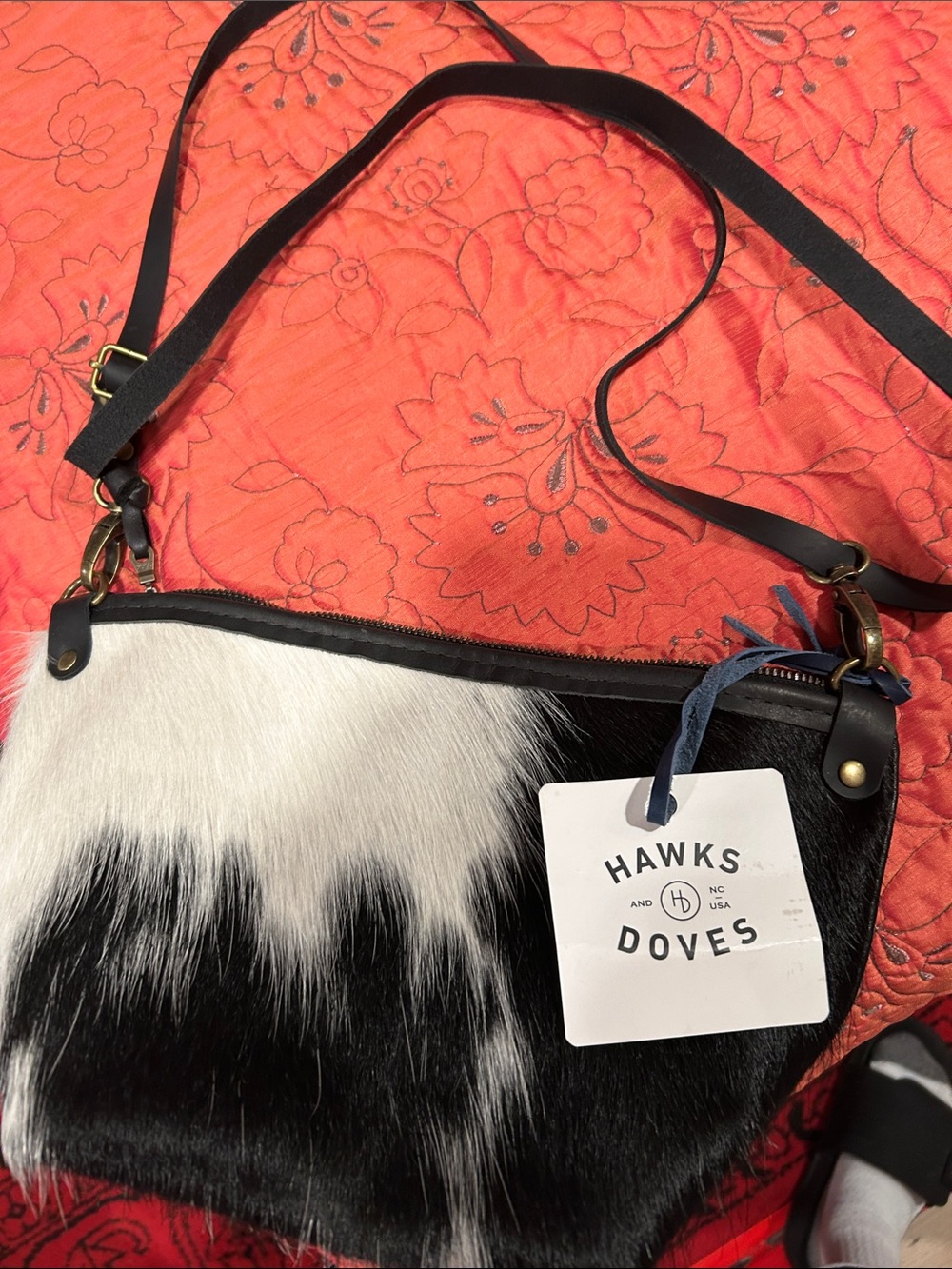 Black & White Haircalf Crossbody Bag